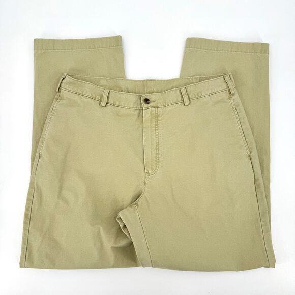 L.L. Bean VTG Natural Fit Cotton Tan Flat Front Chinos Mens Size 36x32 Trousers - Picture 4 of 10